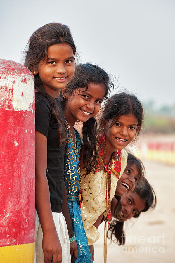 Smiling Indian Village Girls Photograph by Tim Gainey