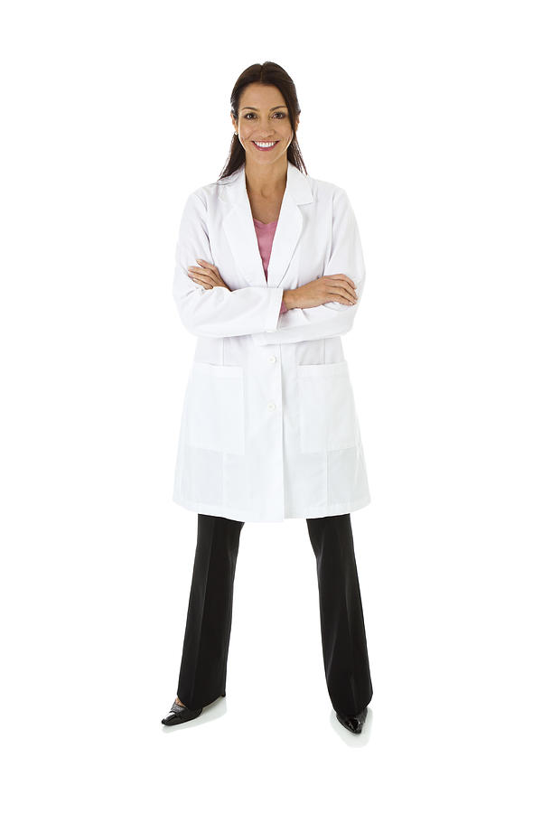 Smiling mid adult female wearing lab coat arms crossed Photograph by LattaPictures