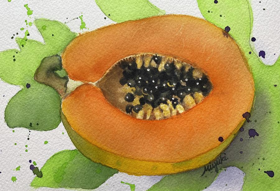 Smiling Papaya Painting by Kelly Miyuki Kimura