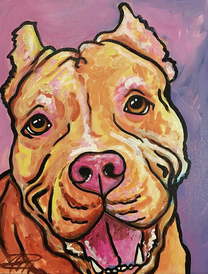 Smiling pittie Painting by Ana Marusich-Zanor - Fine Art America