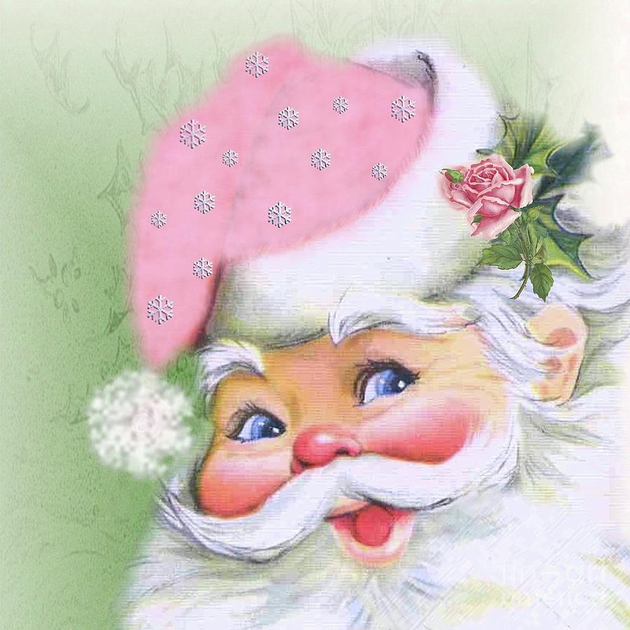 Smiling Retro Santa Painting by Sylvia Cook