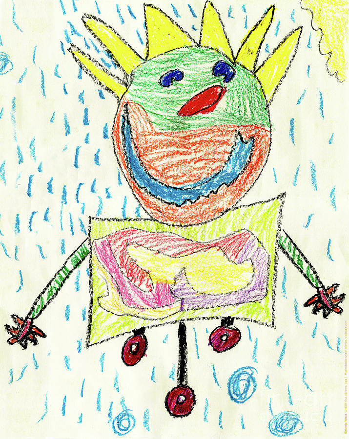 Smiling Robot Painting by Nick Abrams Age 7