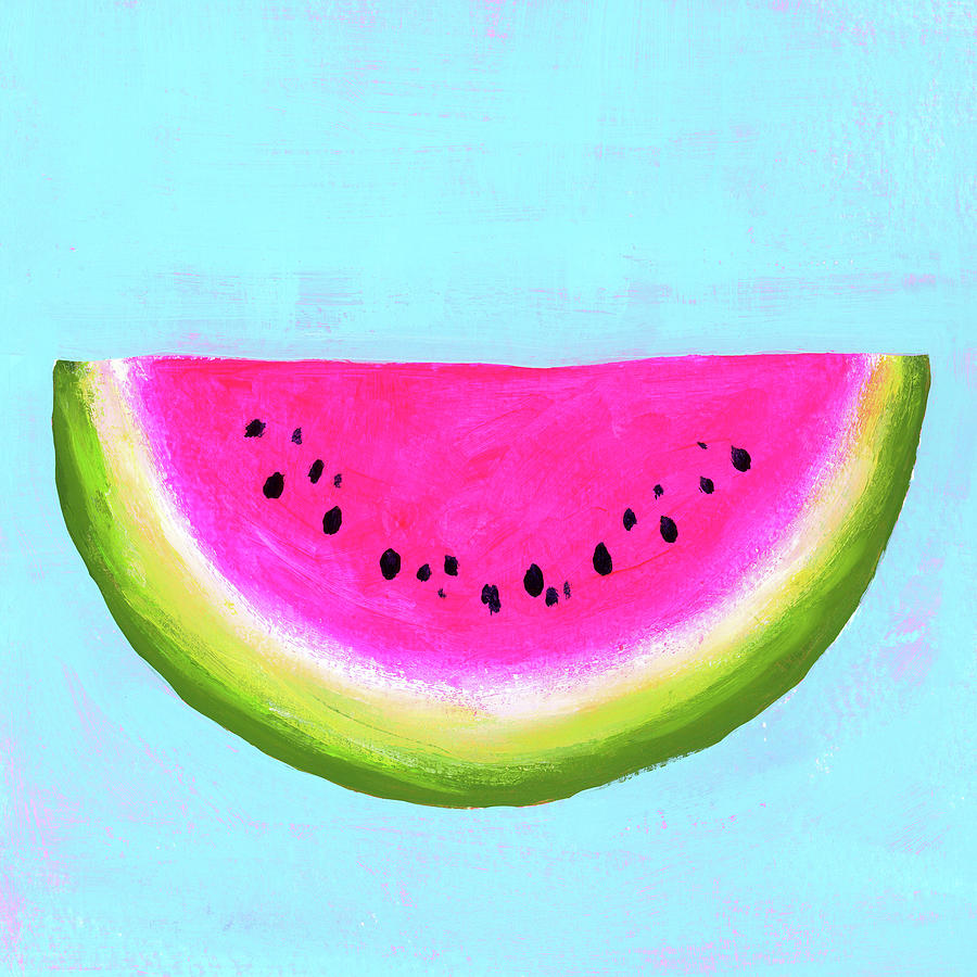 Smiling watermelon Painting by Karen Kaspar
