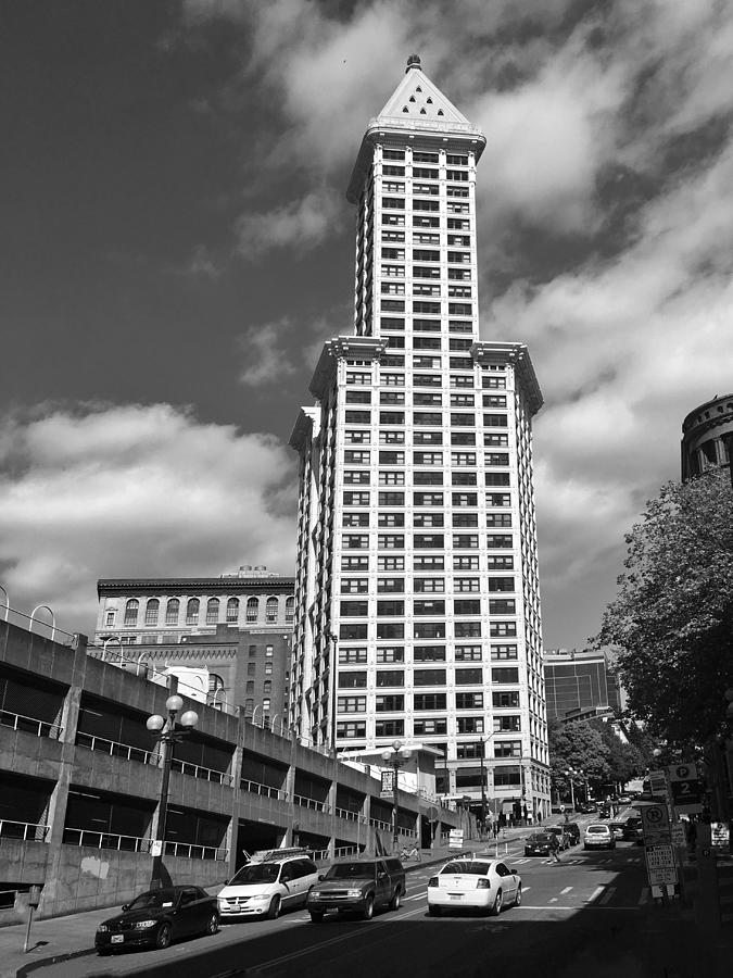 Smith Tower - Seattle bw Photograph by Jerry Abbott