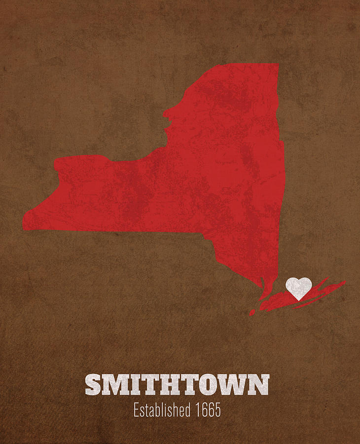Cornell University Mixed Media - Smithtown New York City Map Founded 1665 Cornell University Color Palette by Design Turnpike