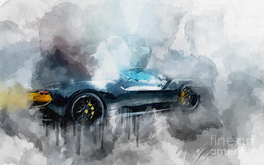 SMK009775 2023 Novitec Ferrari 296 GTB 2 Artistic Watercolor Painting ...