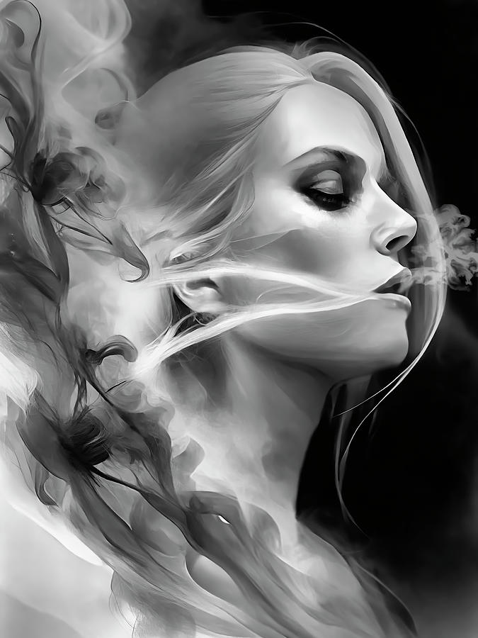 Black And White Drawing - Smoke Filled Dreams 3 by Yontartov