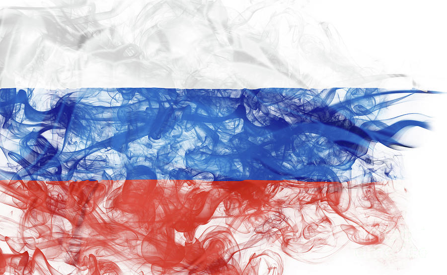 smoke flag of Russia Photograph by Benny Marty