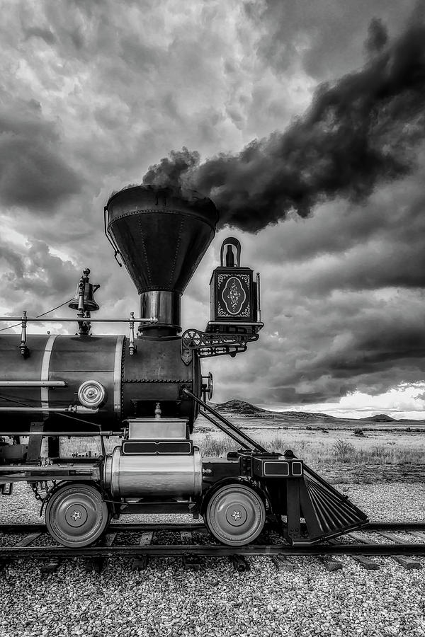 Train Photograph - Smoke Stack Of The Jupiter In Black And White by Garry Gay