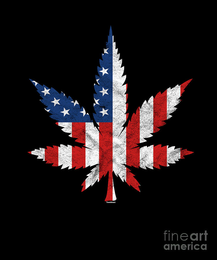 Kush Digital Art - Smoker Cannabis Leaf Plant Kush Weed Pothead Smoking Gift Marijuana USA Leaf America by Thomas Larch