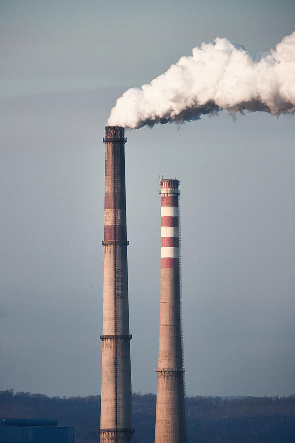 Smokestack pollution from coal powerplant Photograph by Christian Petersen-Clausen
