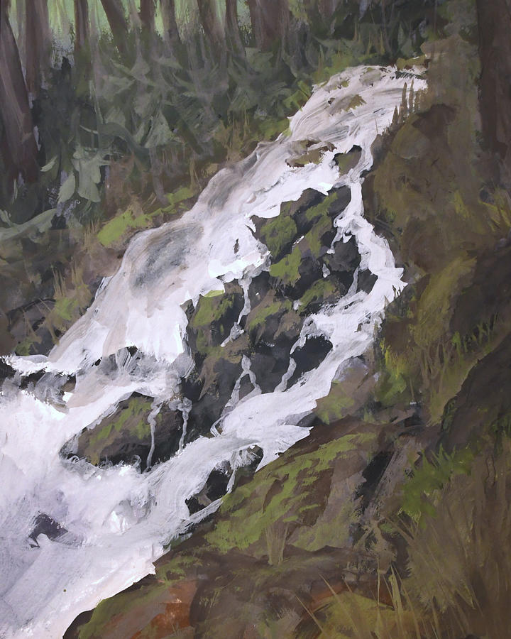 Mountain Waterfall Painting - Smokey Mountain Cascade - Waterfall - East Tennessee by Kelly Lane