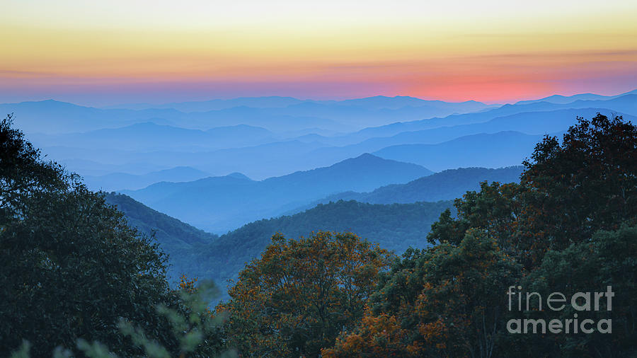 Smokey mountain pull out at sunset Photograph by Rudy Viereckl