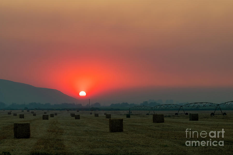 Smokey Red Sunset Photograph