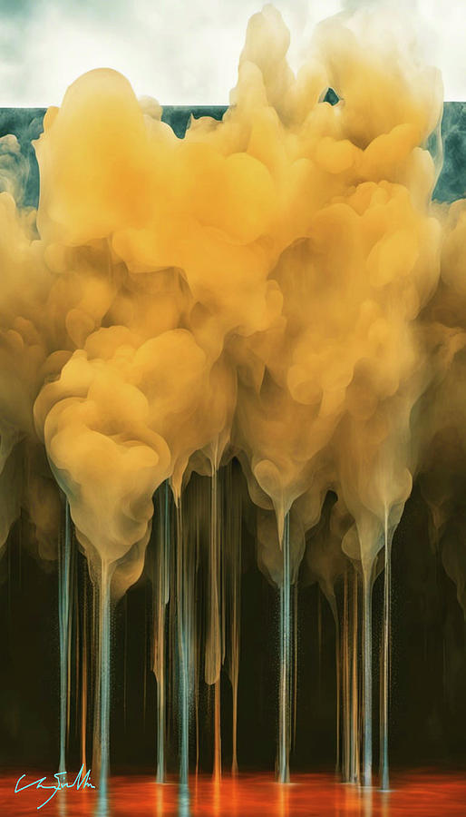 Abstract Digital Art - Smokey Waterfall by Chas Sinklier