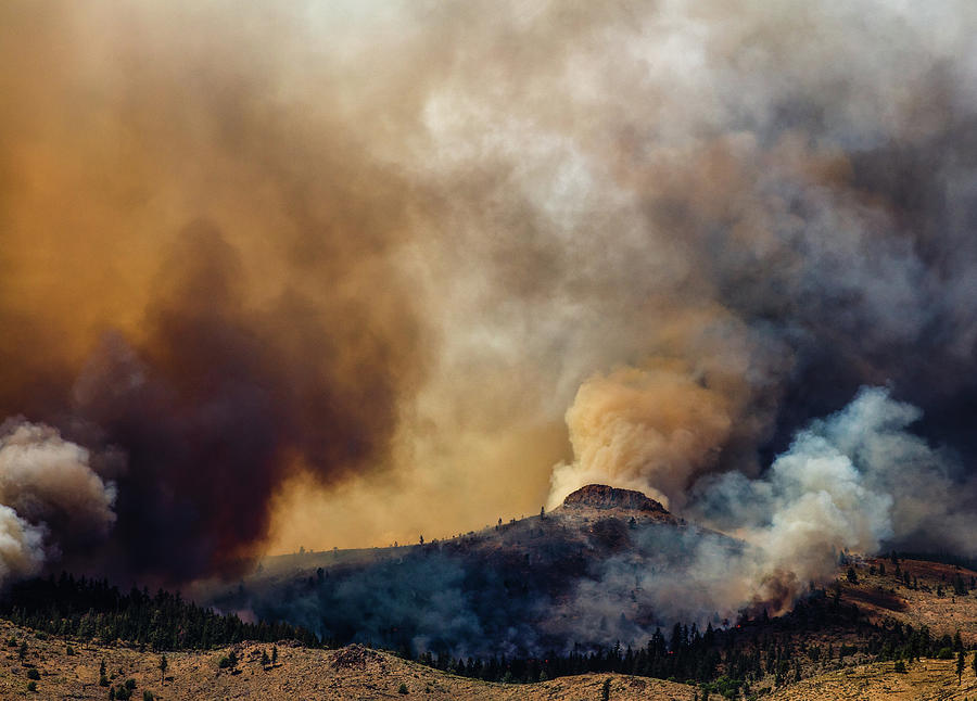 Smoking Wildfire Mountain Photograph by Grant Groberg
