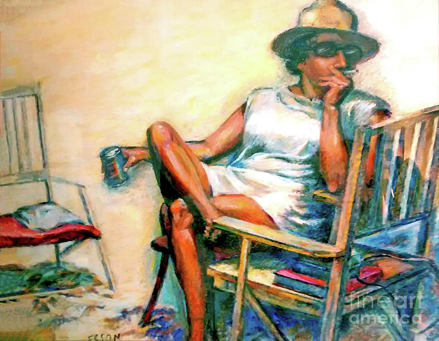 Smoking Woman Painting by Stan Esson