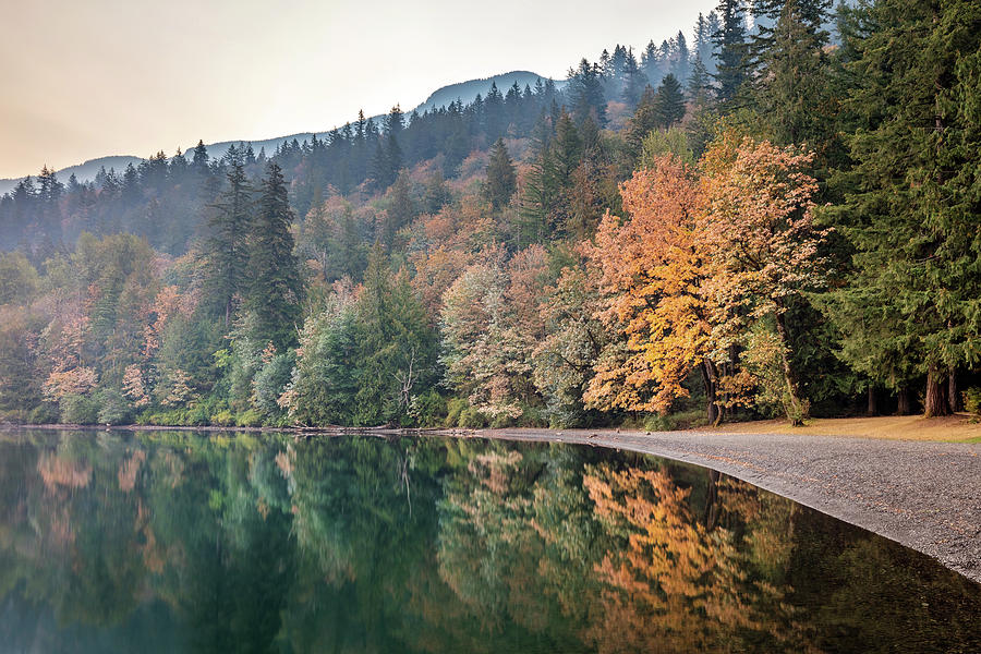 Smoky Autumn Lake Reflection Photograph by Pierre Leclerc Photography