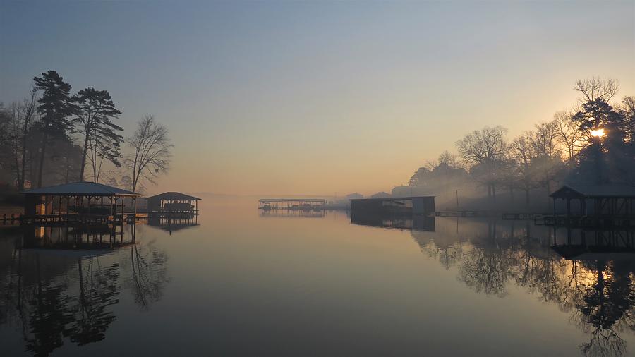 Smoky Morning Lake Cove Photograph by Ed Williams