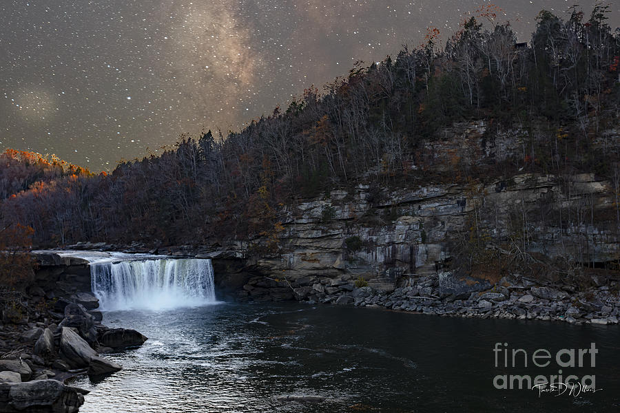Smoky Mountain Waterfall Under Starry Skies Photograph by Theresa D Williams