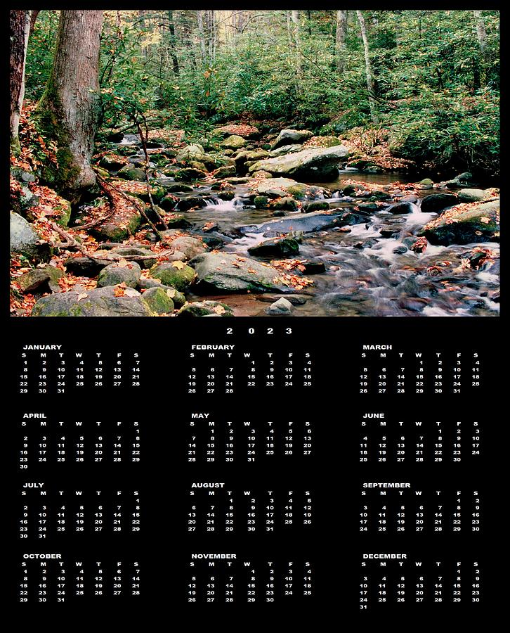 Smoky Mountains Roaring Fork 2023 Calendar Single Page Photograph by