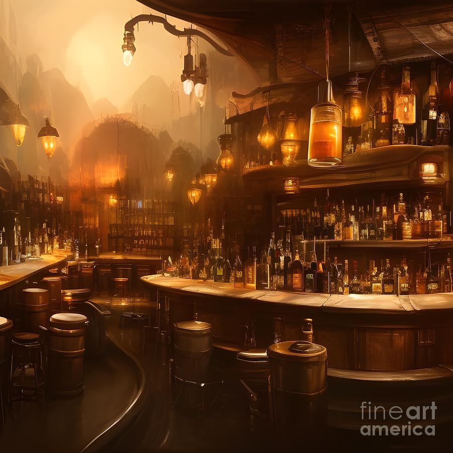 Smoky whisky bar Digital Art by Sen Tinel - Pixels