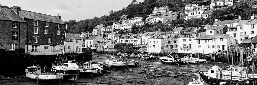 Smugglers Cove Polperro Fishing Harbour Black and White 3 Photograph by Sonny Ryse