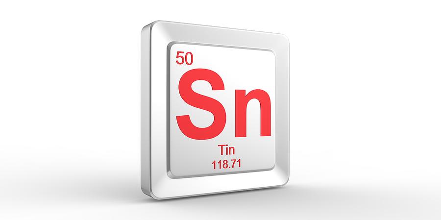 Sn symbol 50 material for Tin chemical element Photograph by Hreni