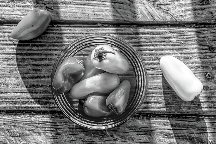 Snack Peppers Black And White Photograph by Sharon Popek