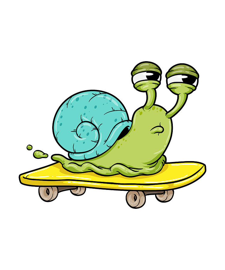 Snail as Skater with Skateboard Painting by Markus Schnabel - Fine Art ...