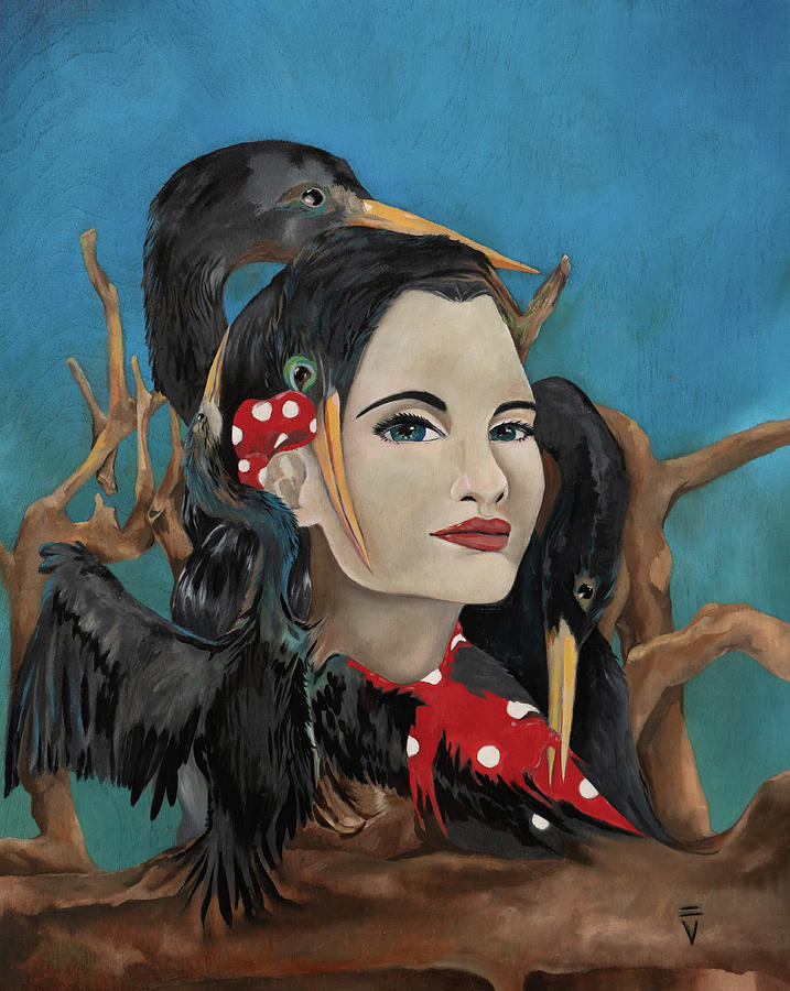 Snake Bird Adoration Painting by Victoria Dietz