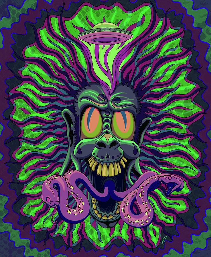 Alien Digital Art - Snake Head by Steve Hartwell