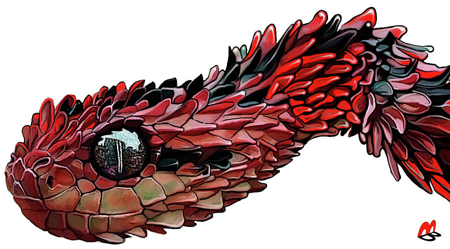 Red Digital Art - Snake by Mark Baker