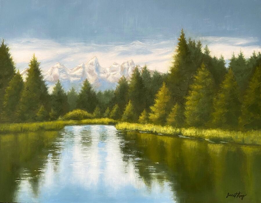 Snake River at the Grand Tetons Painting by Janet King