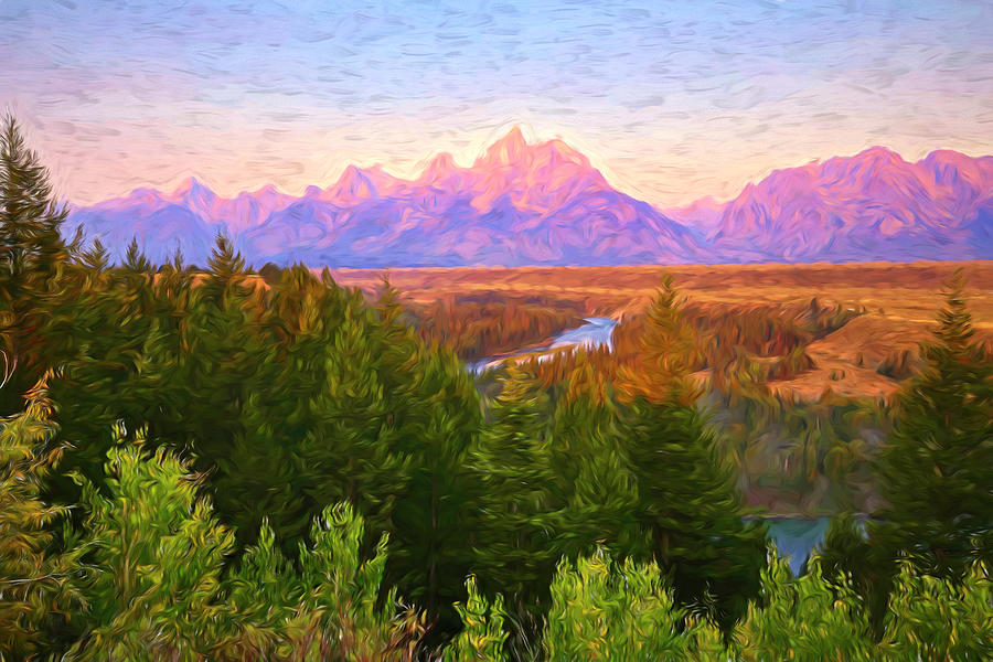 Snake River Overlook 3 Painterly Digital Art by Judy Vincent