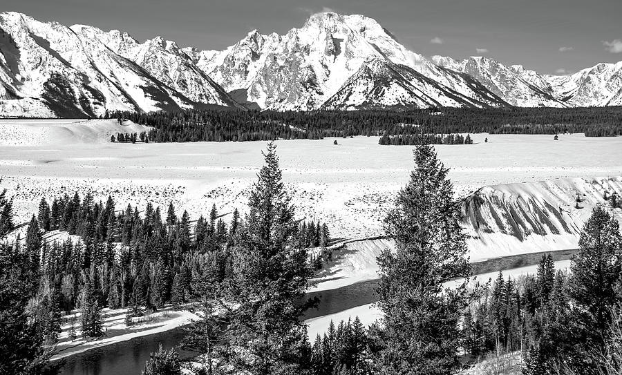 Snake River Overlook, Black and White Photograph by Marcy Wielfaert