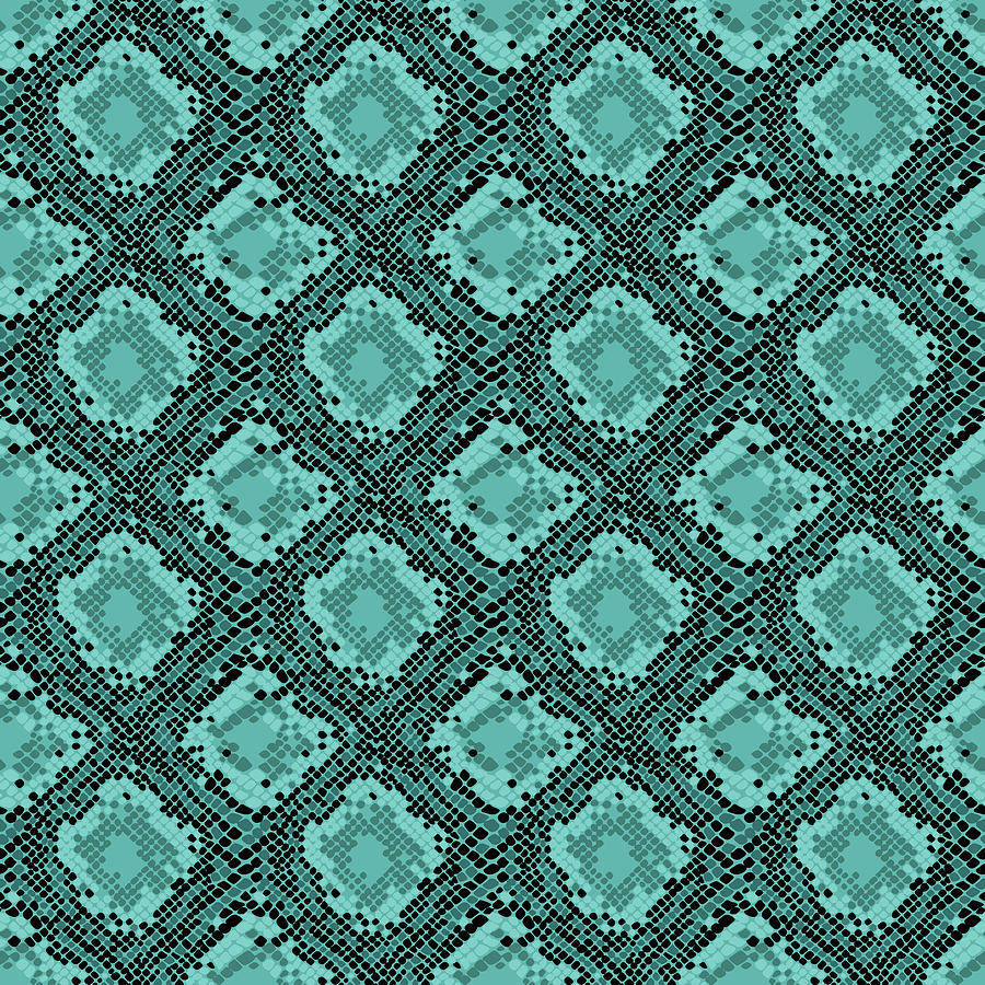 Snake Skin Seamless Pattern - Deep Sky Blue Digital Art