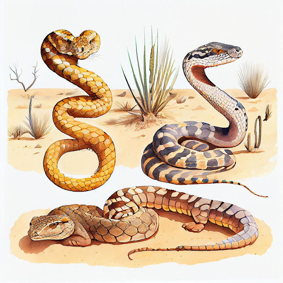 snake  species  in  desert  full  body  DD  art  style by Asar Studios Digital Art