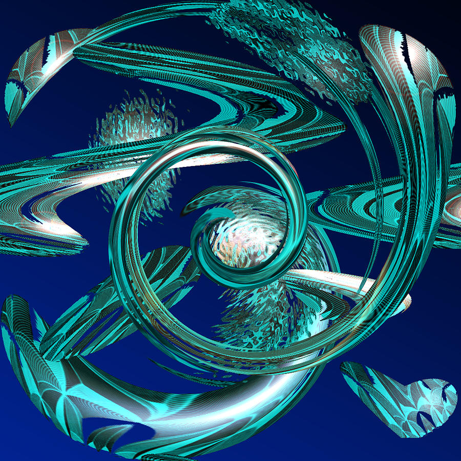 Snakes Swirl Blue Digital Art by Ronald Mills