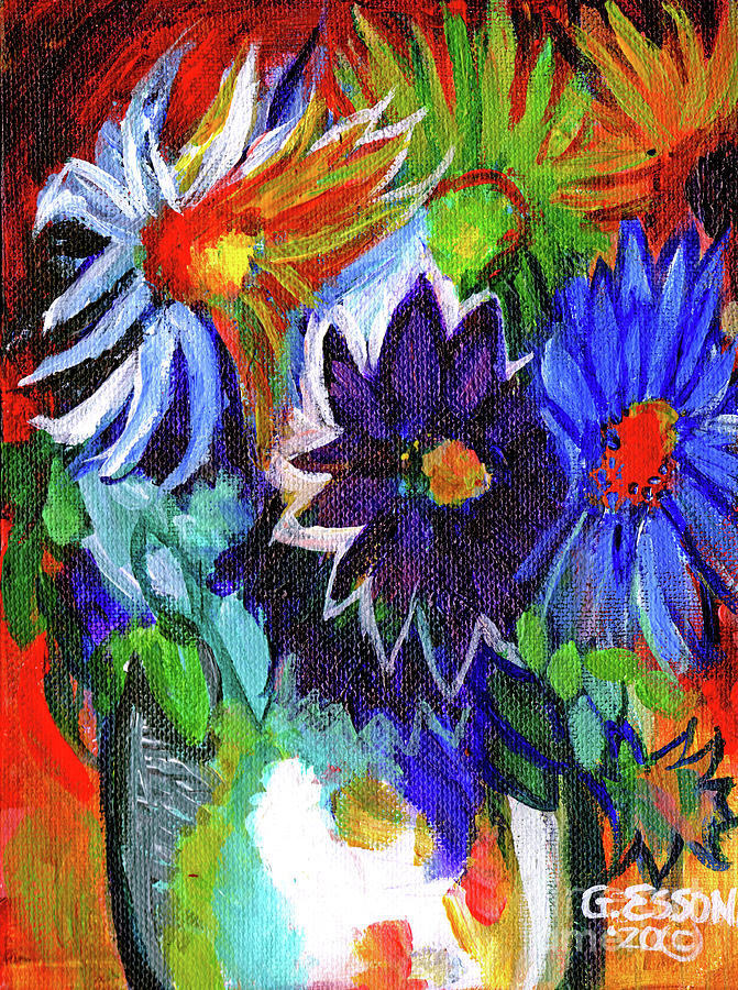 Snappy Flowers In A Vase Painting by Genevieve Esson