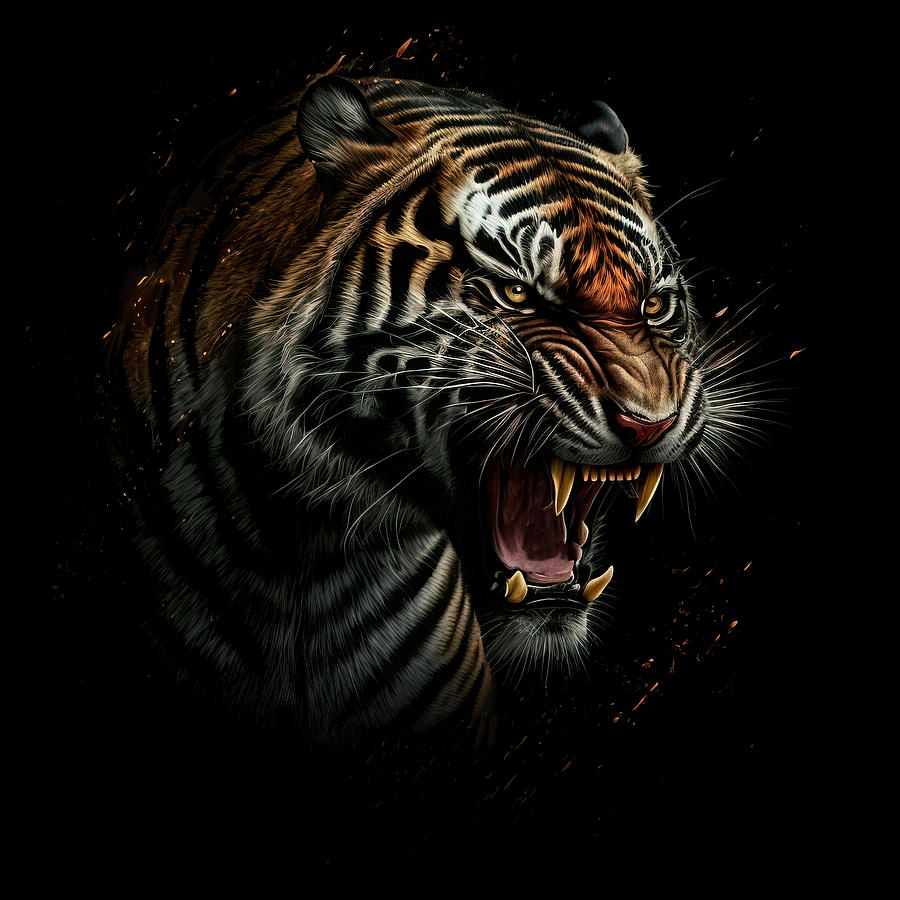 Snarling Tiger Digital Art by Daniel Eskridge