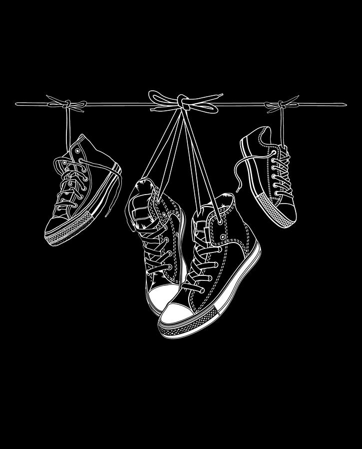 Tee Painting - Sneakers On Phone Wires by Tony Rubino
