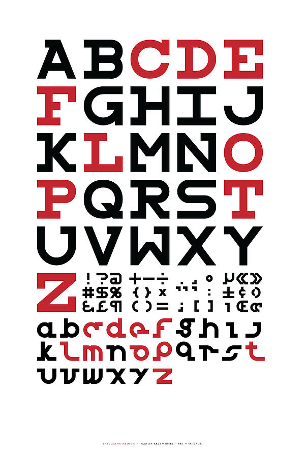 Snellen font - the full alphabet Digital Art by Martin Krzywinski