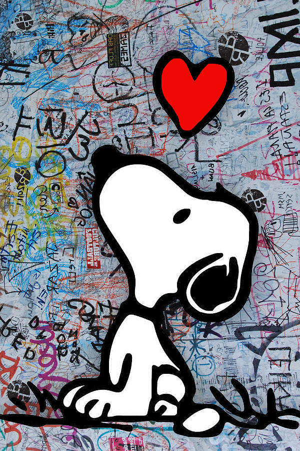 Snoopy And Woodstock Charlie Brown Peanuts Heart 2 Painting By Tony ...