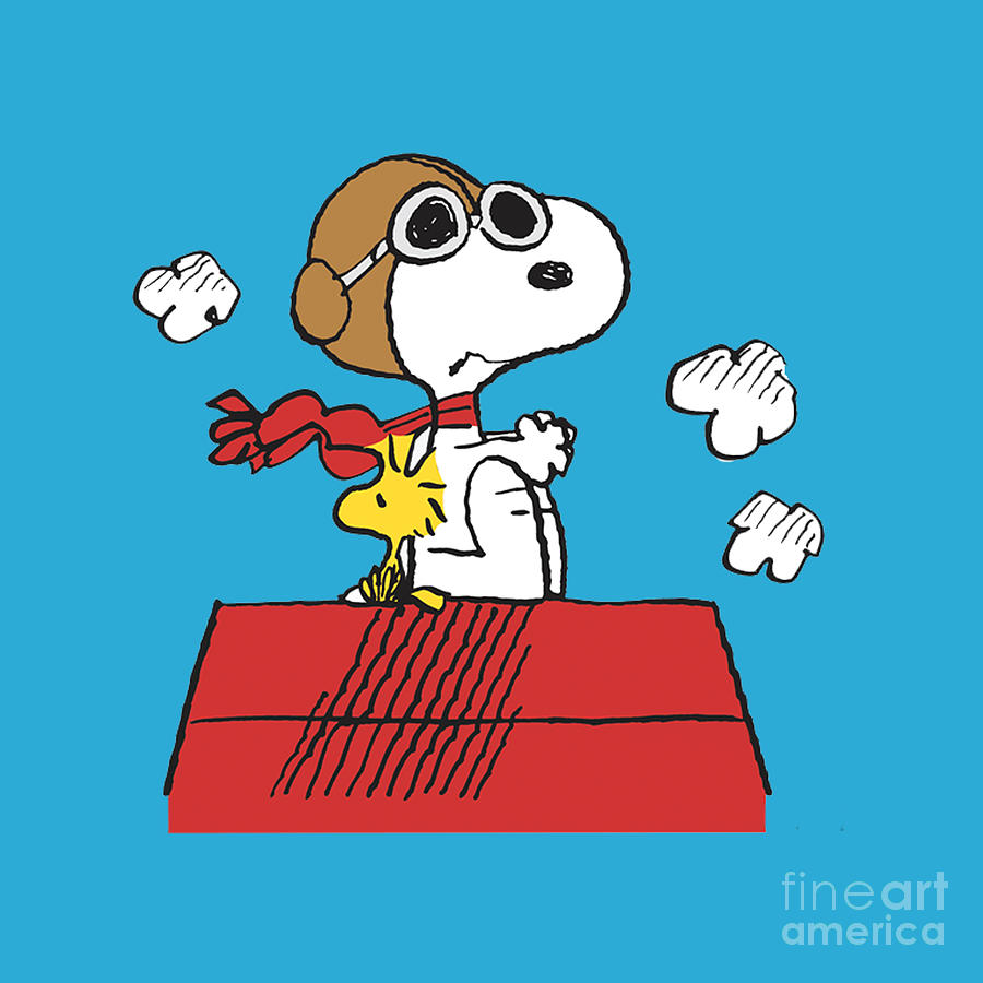 Snoopy And Woodstock Flying Digital Art by Belte Dapuz Pixels