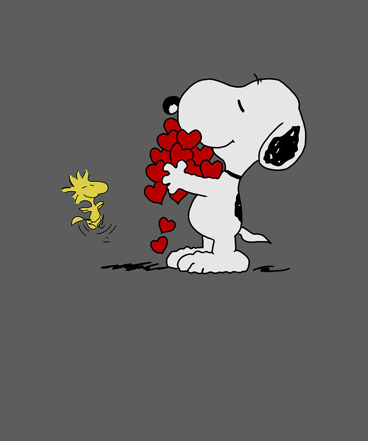 Snoopy And Woodstock Hugging Stars Love Painting By Bethany Hughes