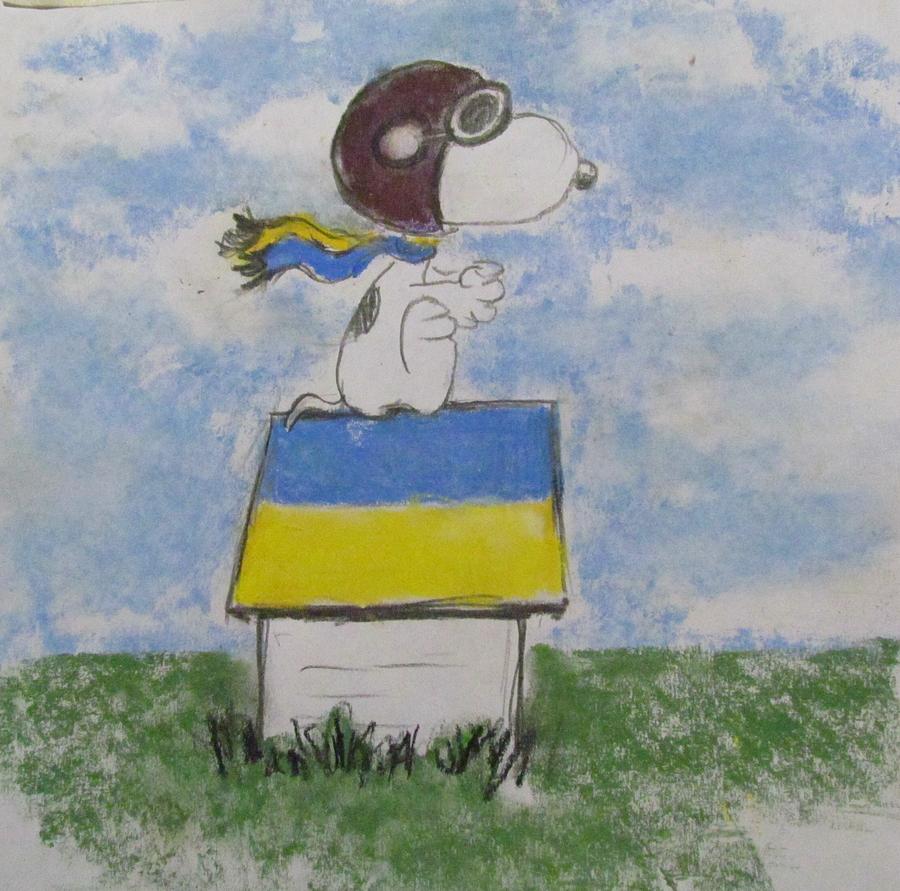 Snoopy in Support of Ukraine Mixed Media by Bill Puglisi