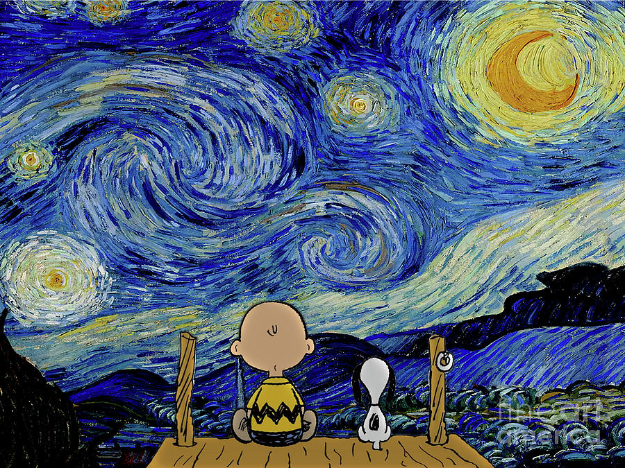 Snoopy Starry Night Digital Art by Splash Blazz | Pixels