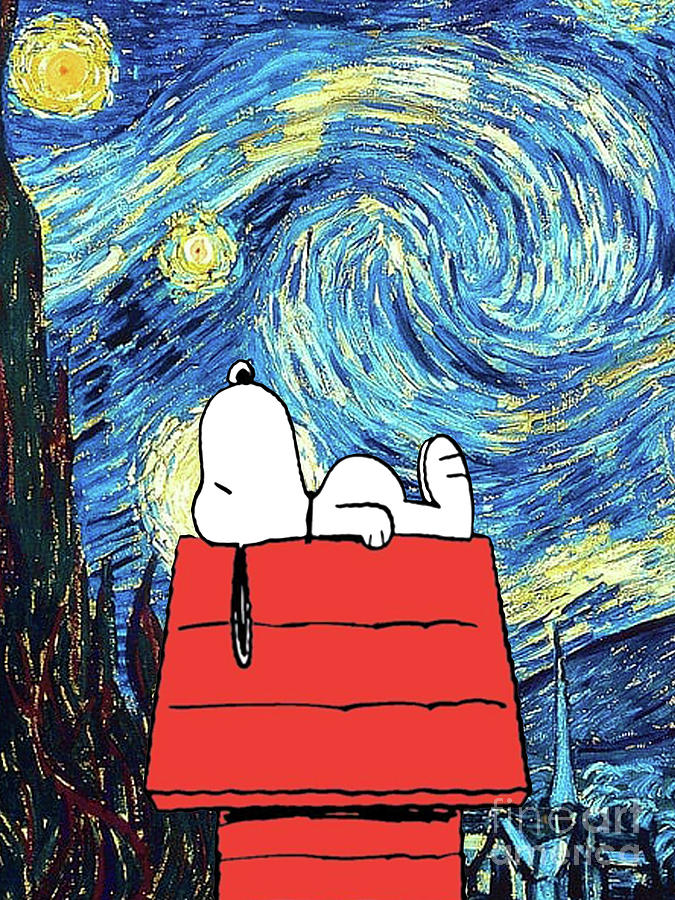 Snoopy starry night Digital Art by Tanjung Sari - Fine Art America