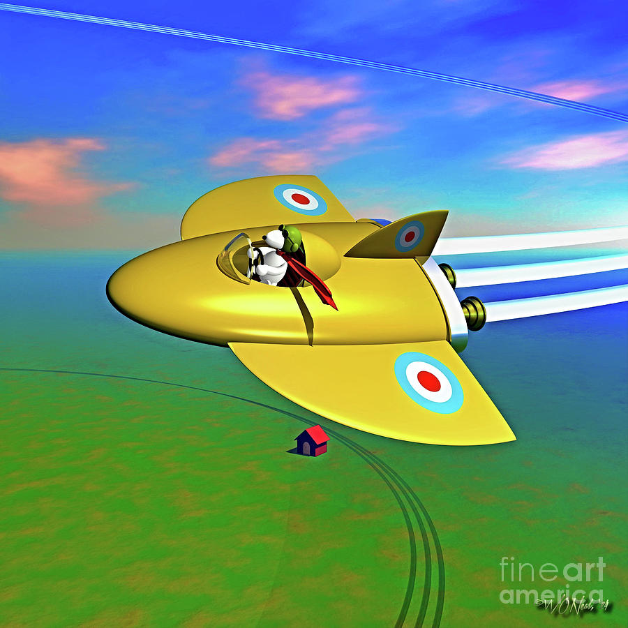 Dog Digital Art - Snoopy The Flying Ace 1 by Walter Neal